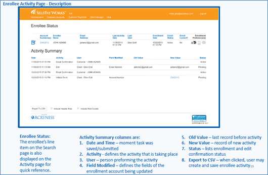 Enrolled Status Screen