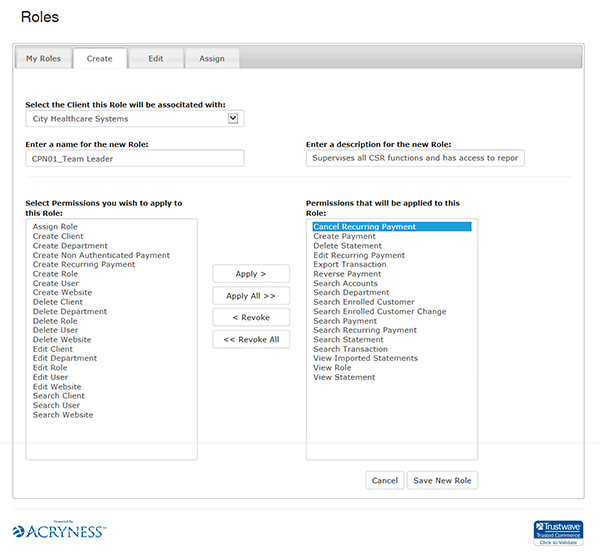 MyRoles Tab